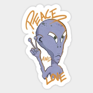 I Have Brought Peace And Love Alien Illustration Sticker